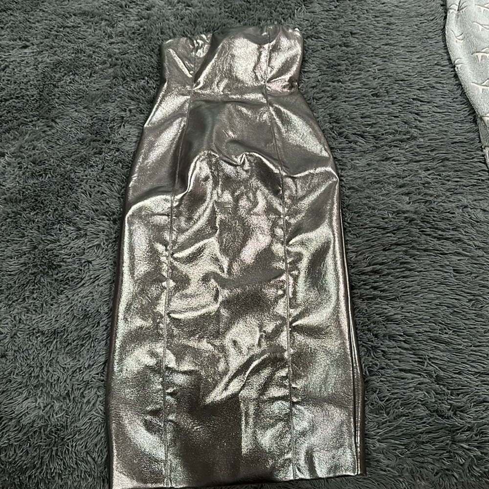 7 for all mankind strapless vegan leather dress